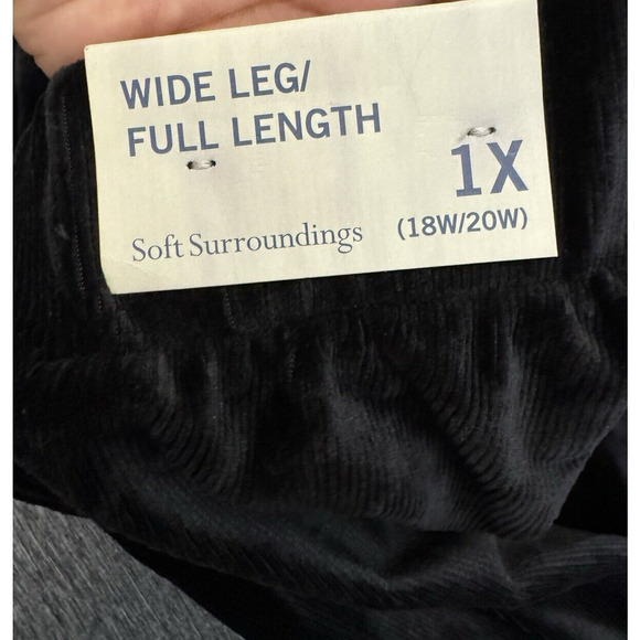 Soft Surroundings Pants Velvet Velour Wide Leg Pull on Black 1x (18w/20w) - Picture 7 of 9